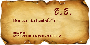 Burza Balambér névjegykártya